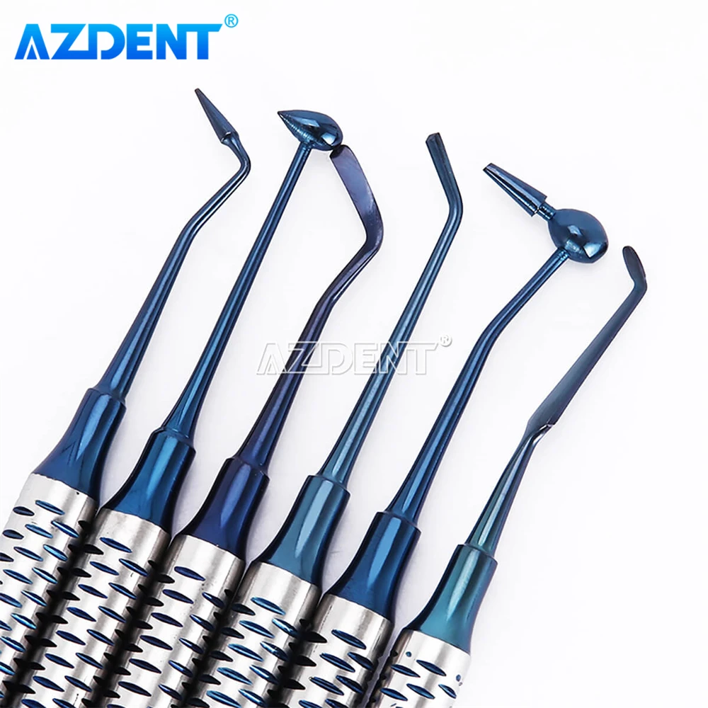 AZDENT – spatule de remplissage Composite dentaire, outils en acier inoxydable, placage de titane, poignée épaisse, instrument de réparation de remplissage en résine, 6 pièces