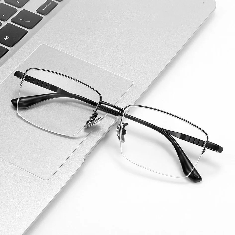 

150mm Oversized Titanium Mens Reading Glasses Ultralight Vintage Big Half Rim Eye Glasses for Men Myopia Prescription Eyeglasses