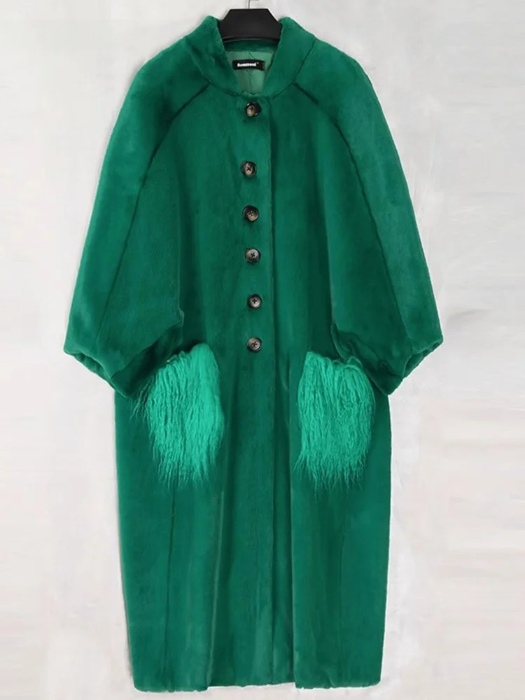 

Oversize Fur Coat een Long Young Sle Loose Water Rabbit Velvet Women's Winter Jaet Korean Sle Commute Wind