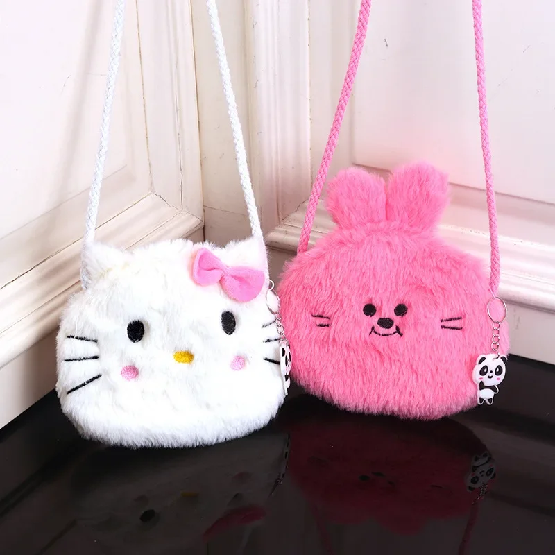 Sanrio Crossbody Coin Purse para meninas, Kuromi MyMelody, Plush Cartoon, Crianças, Estudante, Fofo