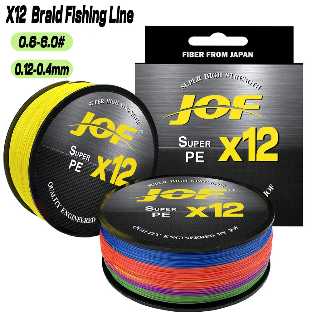 JOF X12 Pe Braided Fishing Line Pesca Carp Multifilament Fly Wire Japanese Extreme Strong Cord Saltwater 100M 22.5LB-92LB