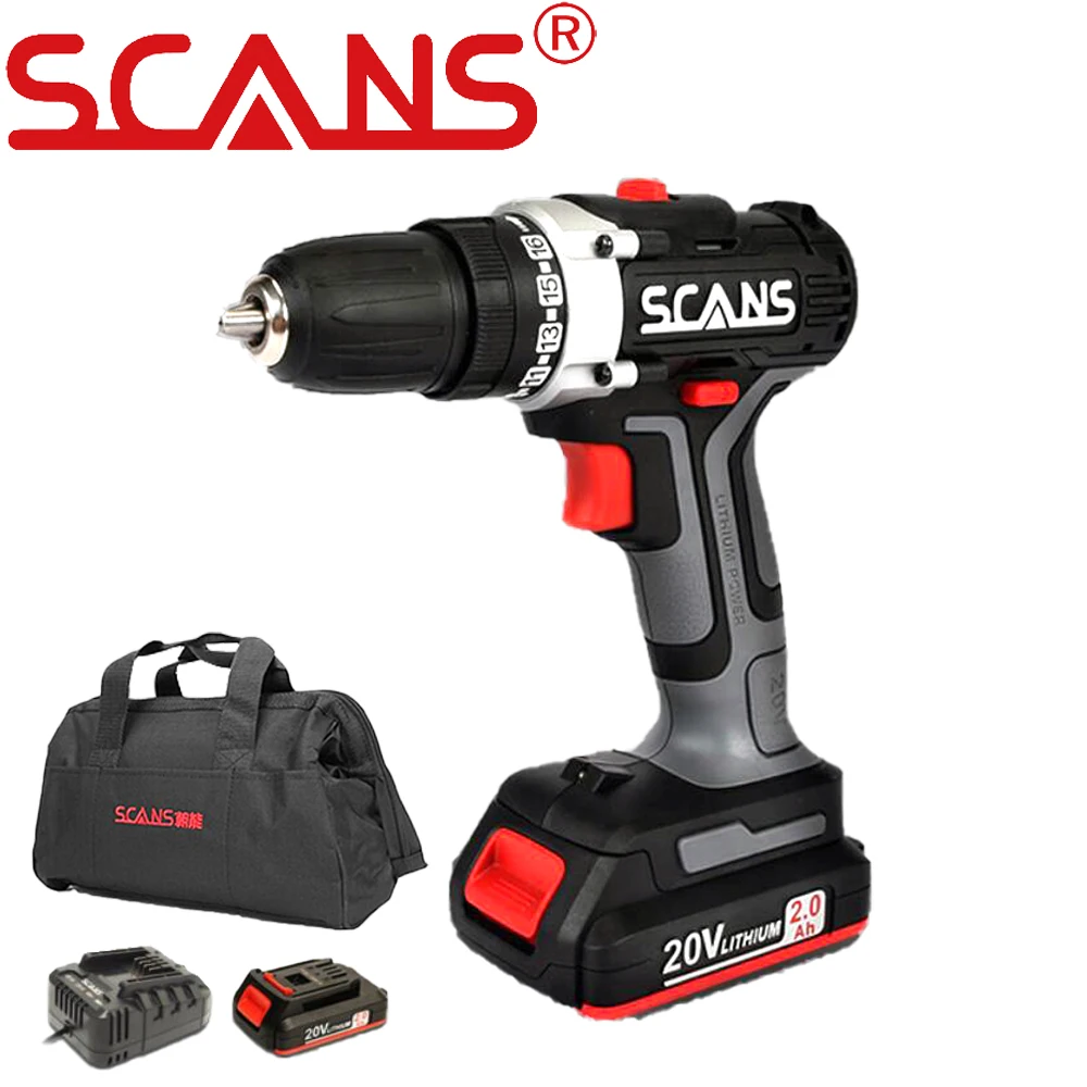 

20V Cordless Screwdriver Electric Drill with Li-ion Battery Toolbag SC1180 by SCANS Professional Tool Dual Speed Free Return