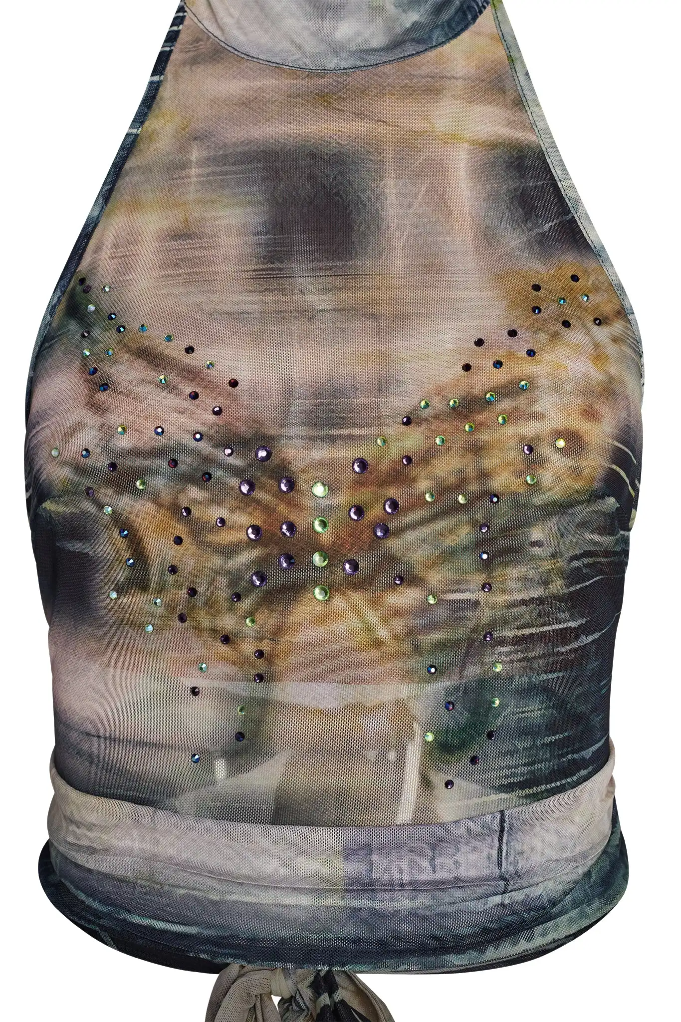 

Street Sle Spicy Girl Diamond Embellied Tie Dye ter Vest ort Sexy Slim Fit Bal Top Women's Faion Summer 2024