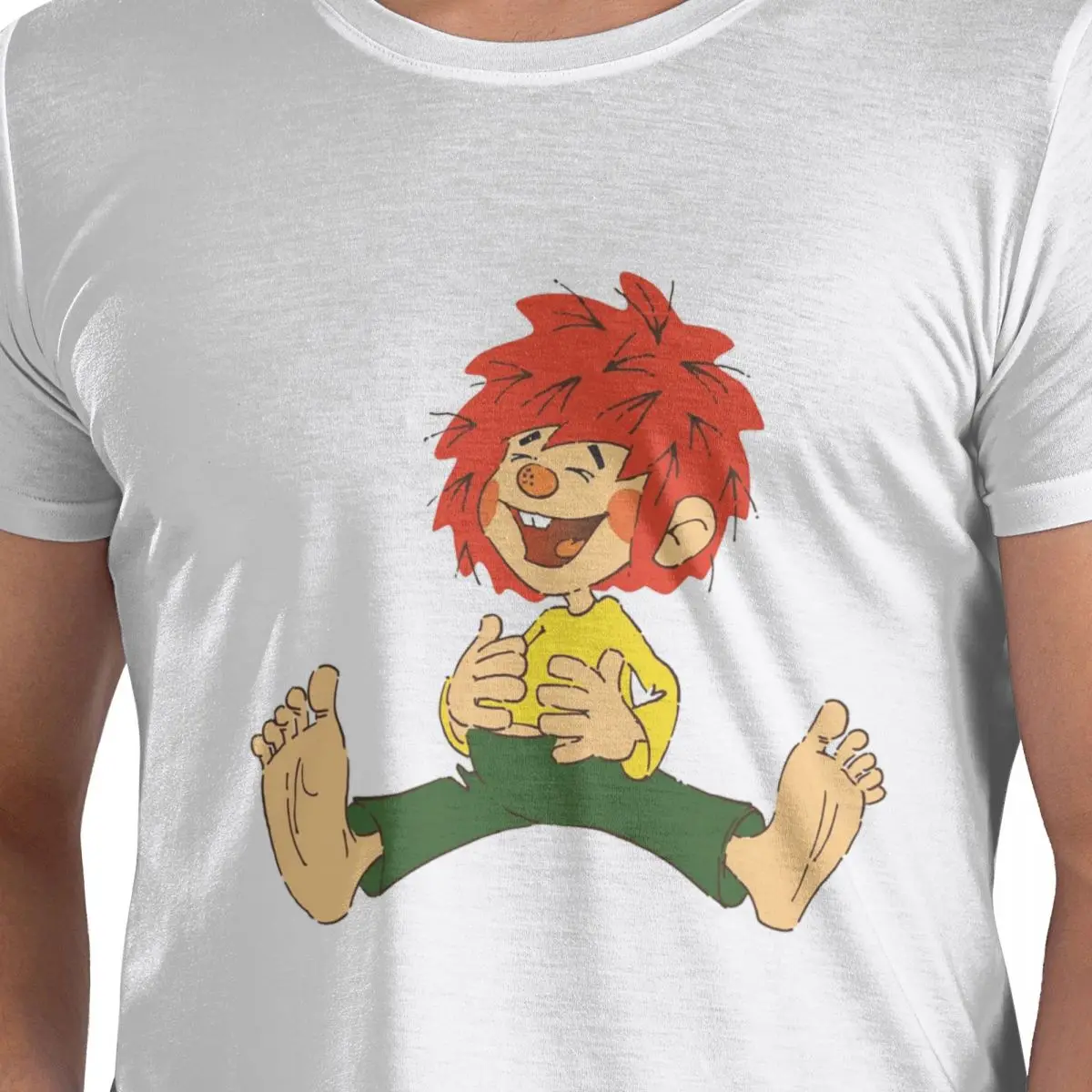 

Футболка Pumuckl Happy из 100% хлопка, мужские футболки большого размера, мужские футболки с круглым вырезом и коротким рукавом, S-6XL