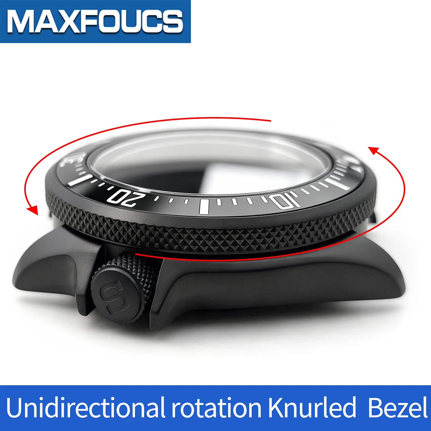 Gerändeltes, mattschwarzes Uhrengehäuse für SKX SKX007 NH35 NH36 4R36 NH34 4-Uhr-Position MOD Stahl Uhrengehäuse Teile Saphirkronen Custom – Detail 5