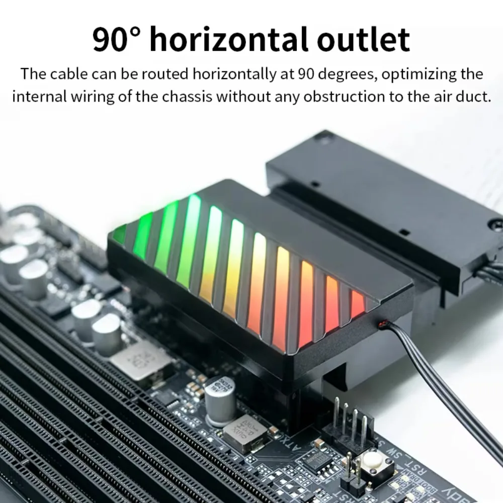 ATX 24Pin 90 Degree Connector Plug Adapter, ARGB Sync Motherboard Power Supply Cable Adapter for Desktop PC Mounting Accessory