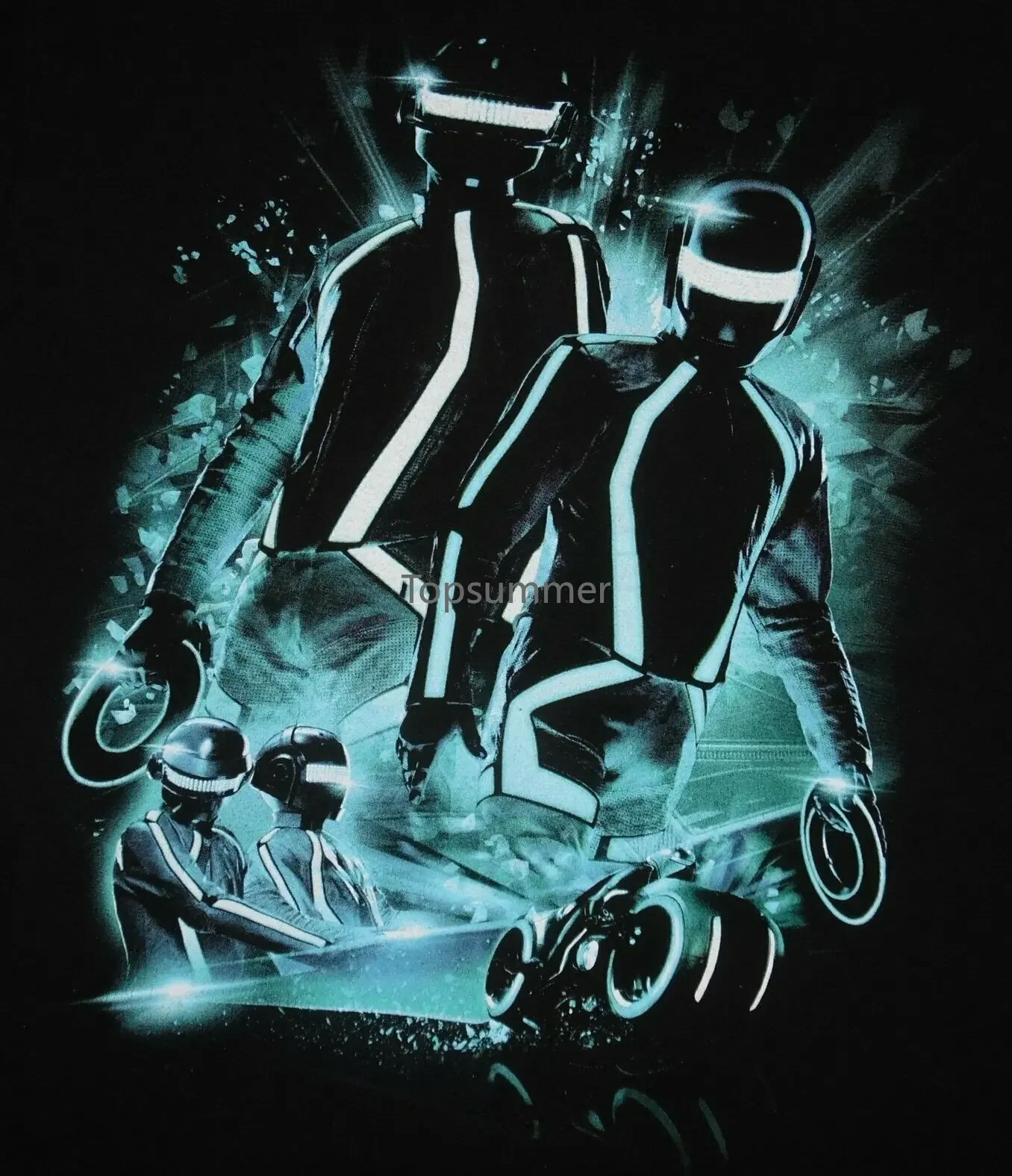 Daft Punk - Tron Legacy Logo T-Shirt - Size L - Large - Light Cycle Top Harajuku Short Sleeve Shirt