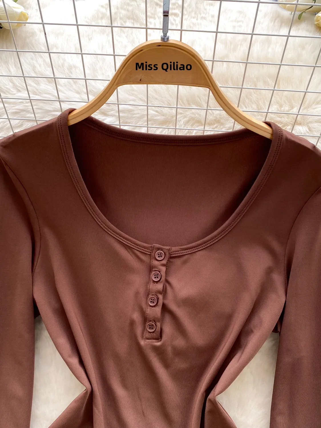 Slim Fit Long Sleeve V-Neck T-Shirt Women's Summer Commute Style Basic Shirt Top Polyester Fiber Casual Wear for Date