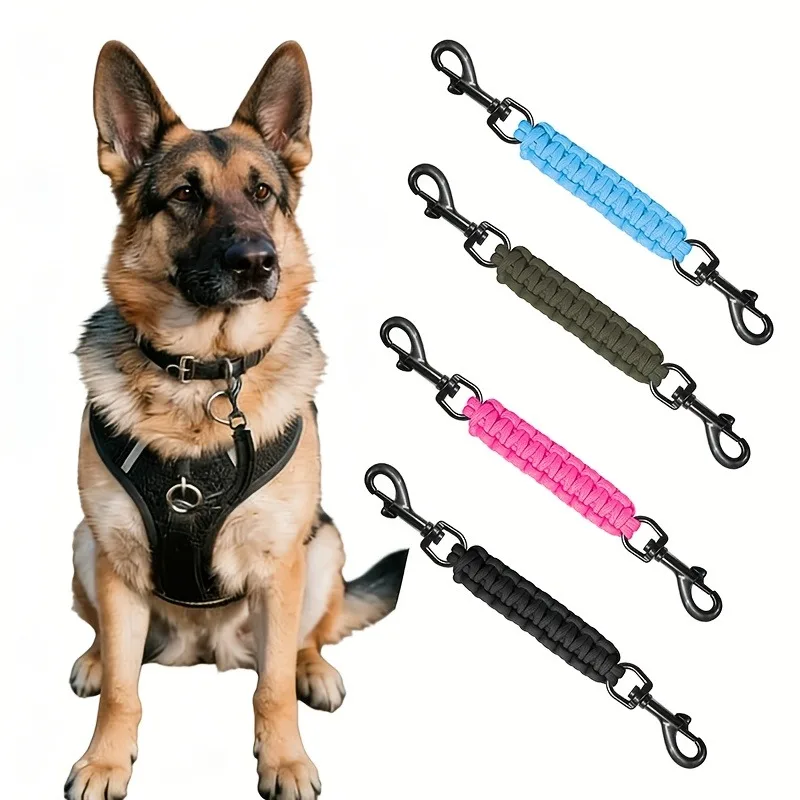 Double-Ended Dog Seat Belt Safety Clip, Dog Collar Harness Connector for Outdoor Walking
