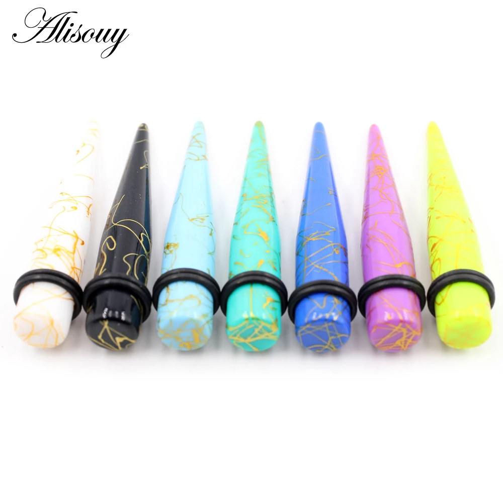 Alisouy 2PCS 1.6mm-20mm Line Sharp Cone Acrylic Ear Taper Gauges Tunnels Plugs Stretcher Expander Earrings Piercing Body Jewelry