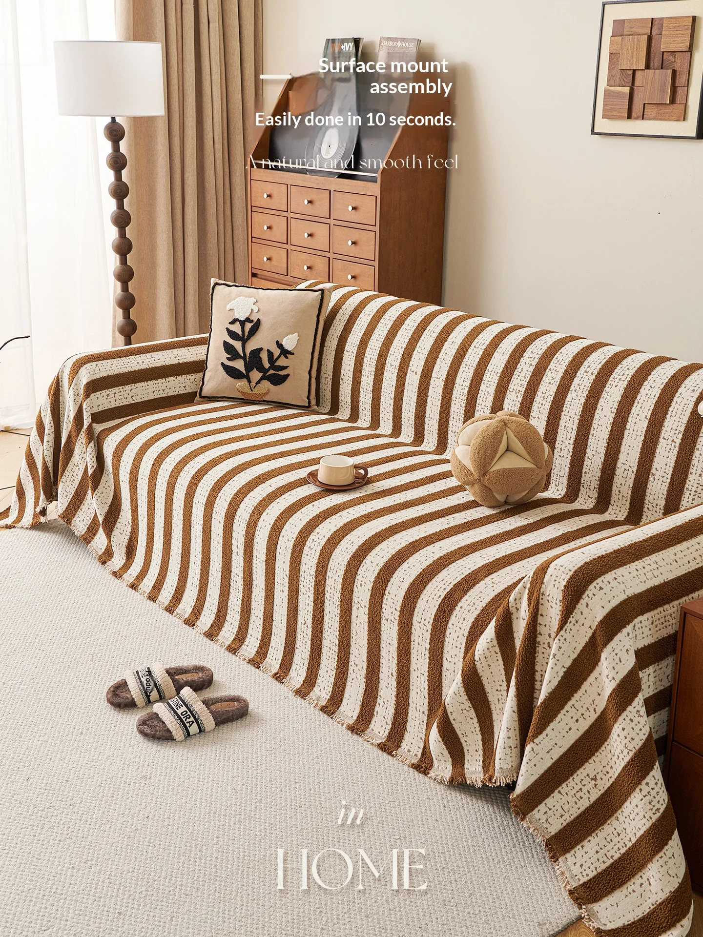 غطاء أريكة كلاسيكي مخطط متعدد الألوان من الشنيل غطاء كامل مقاوم للقطط غير قابل للانزلاق لشكل L ومقعد 2/3/4 #1