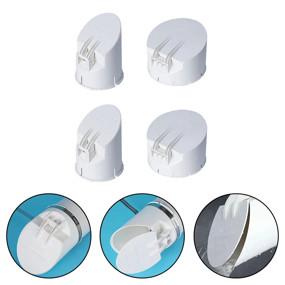 Plastic White Drain Pipe Check Valve With Clamp 50/75/110/160mm Anti-stink Drainage Pipe Multifunctional Strainer Rain Pipe Cap