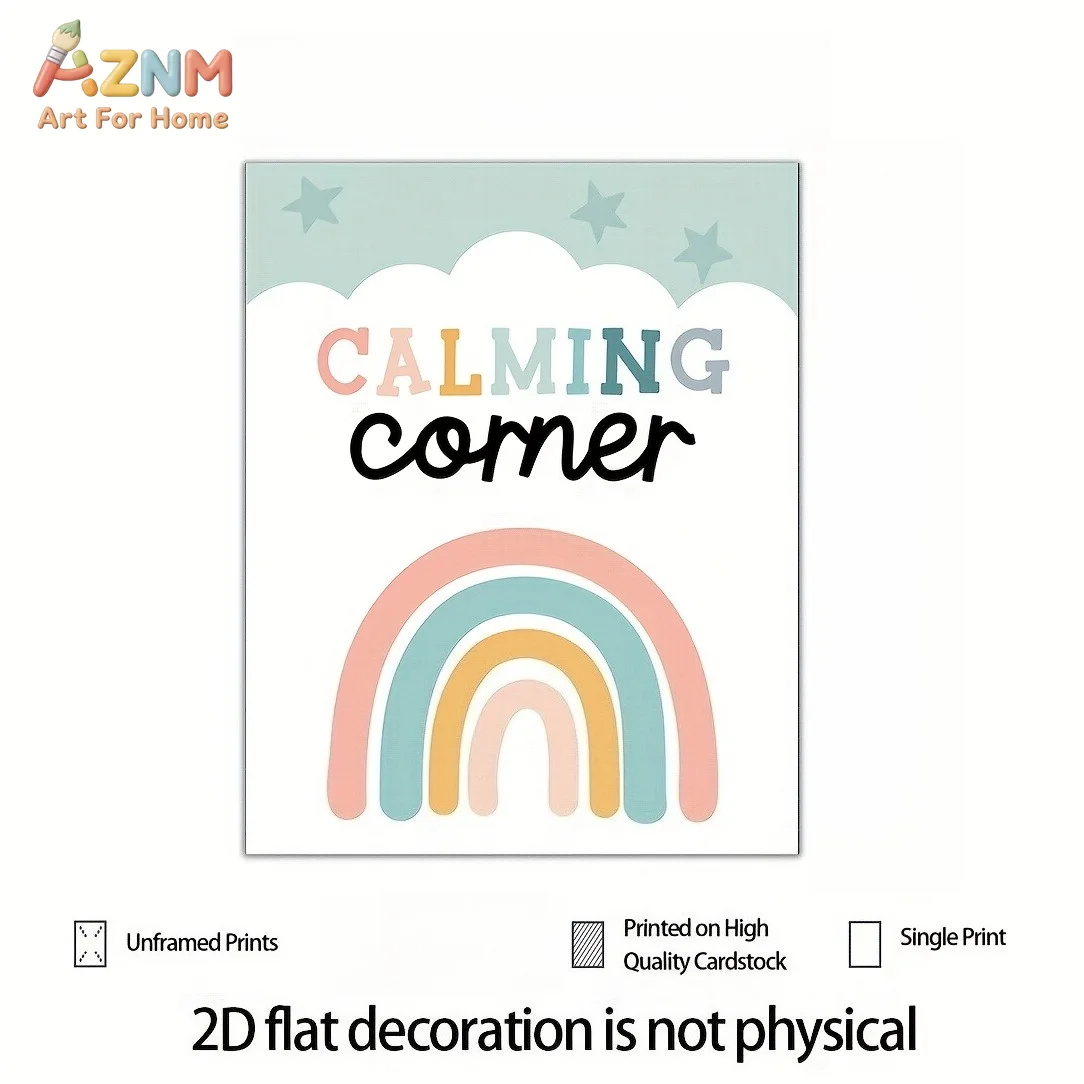 AZNM Calm Down Corner Canvas Wall Art Kids Feelings Chart Growth Mindset Educational Poster Homeschool Classroom Decor Unframed