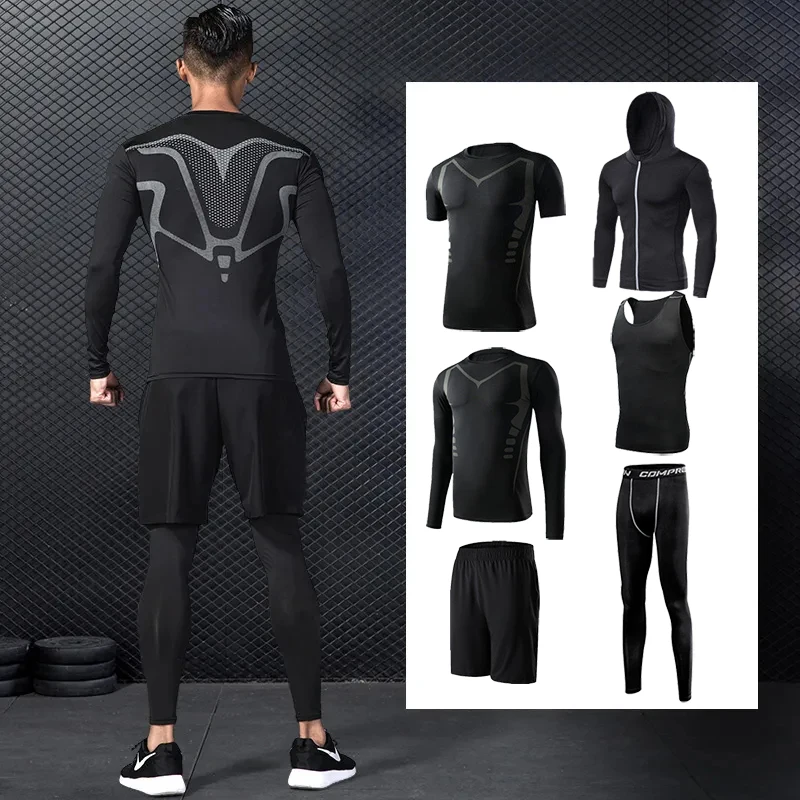 Sports Shirts Suits Men's Running Sets Compression Gym Fitness Sportswear Quick Dry Basketball Tights Jogging Training Underwear