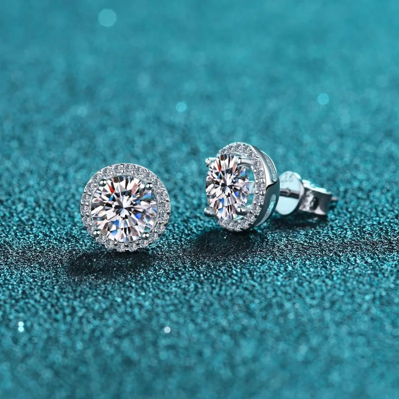 Joyce Kelly 6,5 mm 1 Karat bunte Moissanit-Ohrringe, Unisex, männlich, weiblich, S925-Sterlingsilber, funkelnder feiner Schmuck, Herren-Ohrstecker – Detail 17