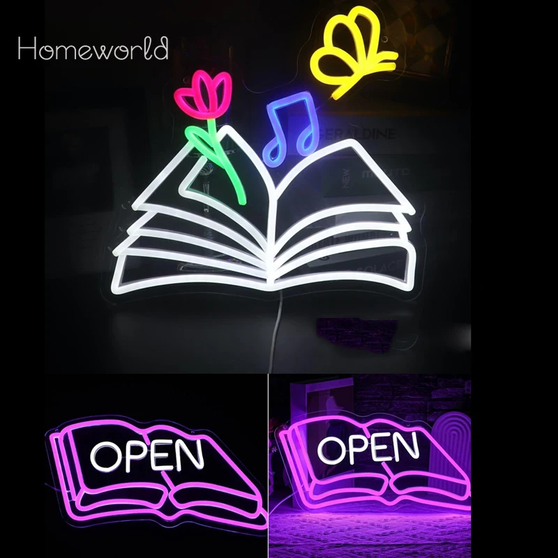 

Magic Book Neon Sign USB Powered LED Neon Light for Reading Club reading Room Kid's Room Bedroom Wall Art Decor