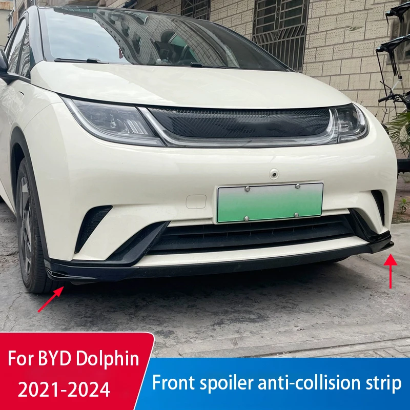 

Для BYD Dolphin 2021 2022 2023 2024, передний спойлер, защитная рамка от столкновений с ярко-черным рисунком из углеродного волокна
