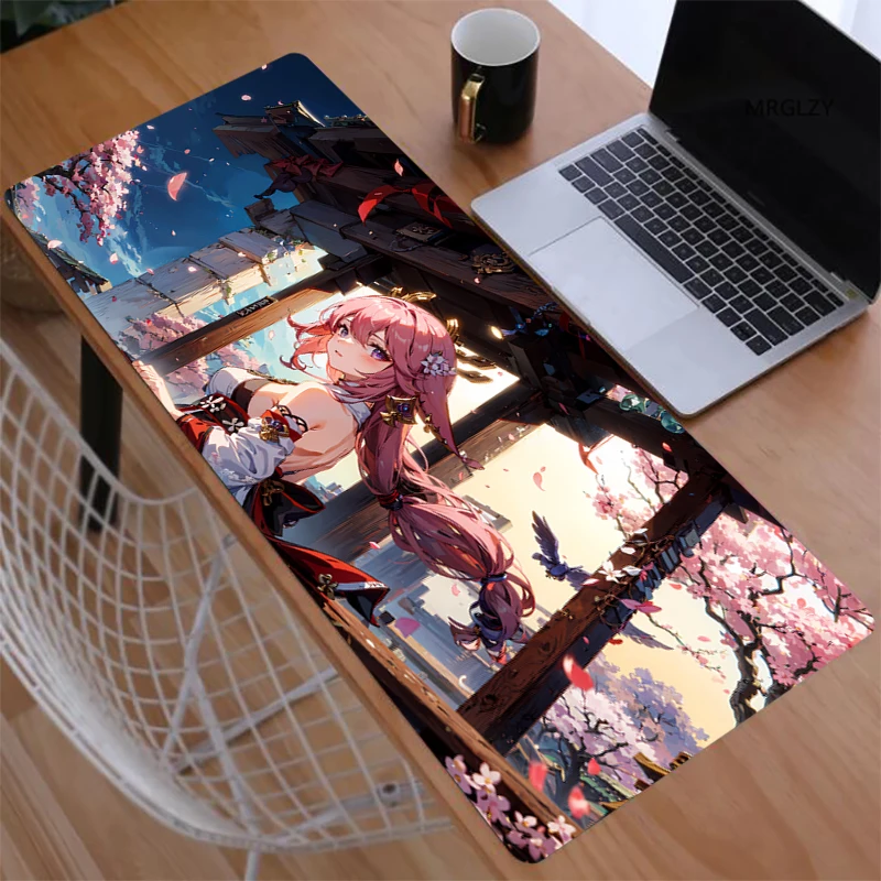 Yae Miko Japanese Style Mousepad Things for Desk Gaming Pad Gamer Room Decoration Office Supplies Desk Accessories Mouse Mats