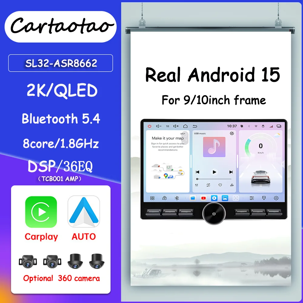 Real Android 15 Car Radio Universal 9/10inch Frame For Lada Ford Toyota MAZD VW HondaCivic Lifan Suzuki  GPS Multimedia Player
