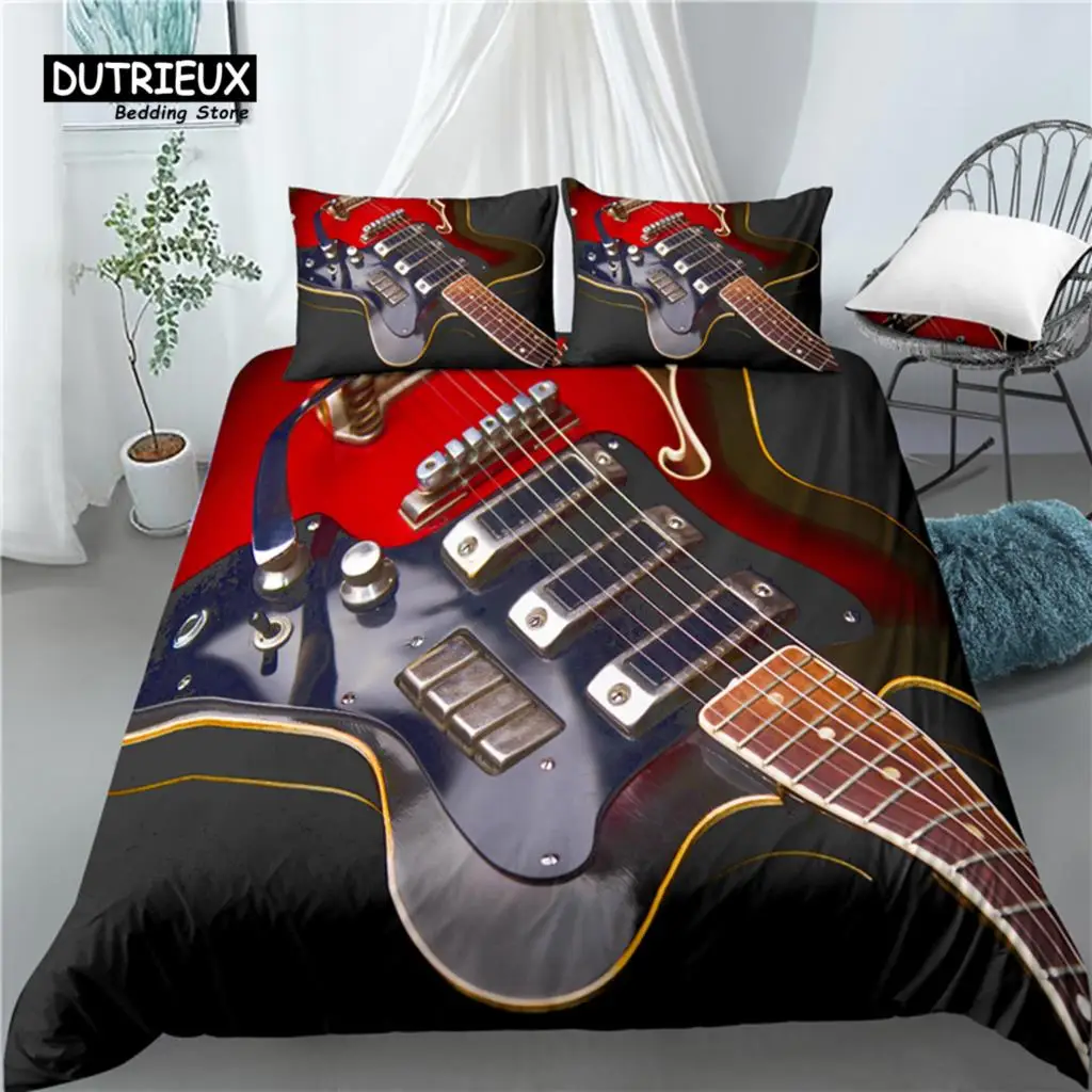 

Home Living Luxury 3D Guitar Print 2/3Pcs Comfortable Duvet Cover PillowCase Bedding Sets Queen and King AU/EU/US Size