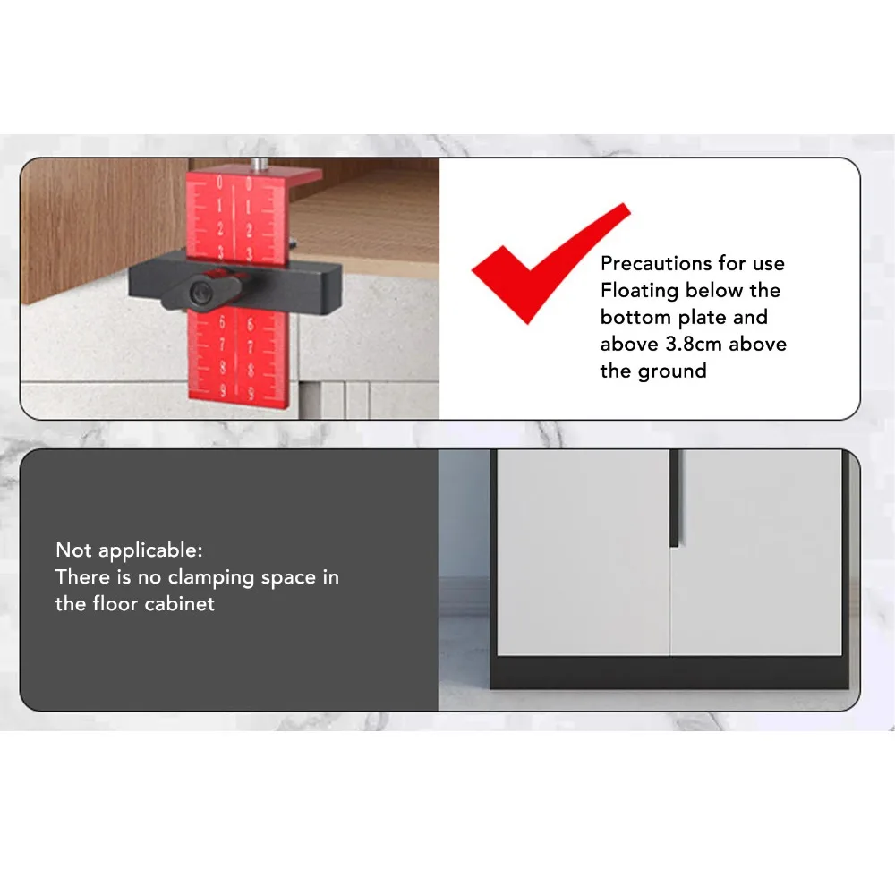Aluminum Alloy Cabinet Door Installation Positioner Heavy Duty Height Adjustable Cabinet Door Mounting Jig Clear Scale Markings