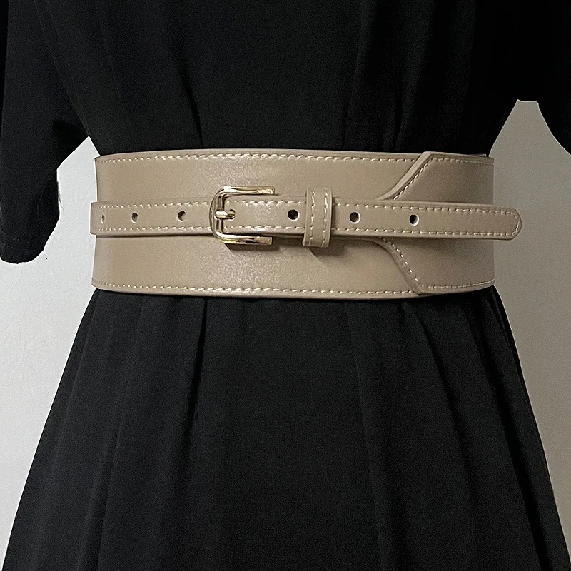 New Autumn and Winter Sweater Fashion Vintage Elegant and Versatile Waistband Paired with Dress Coat Genuine Leather Wide Belts