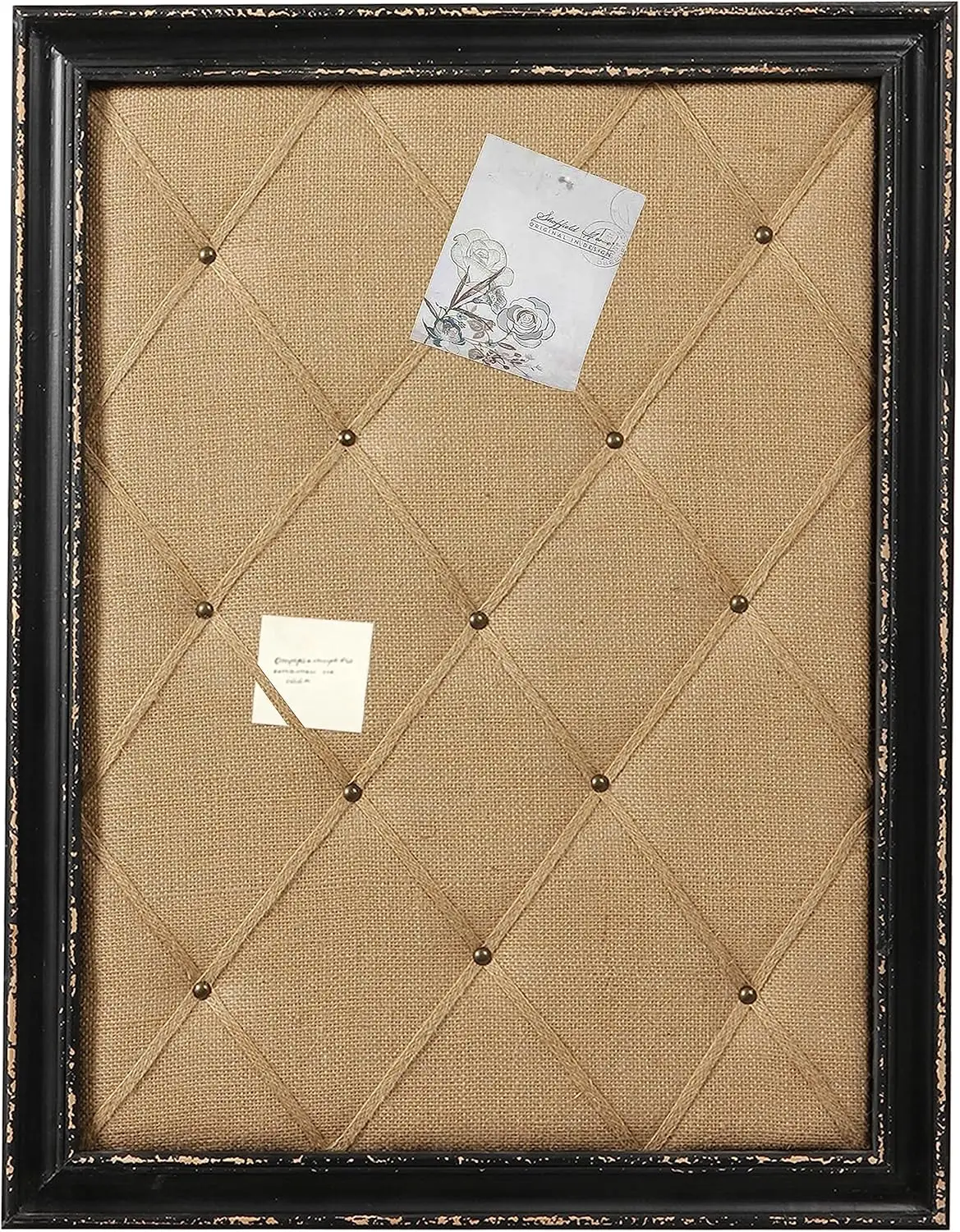 

Burlap Bulletin Board with Black Frame 21x27 Inch, Large Pin Board for Wall, Rustic Memo Board for Home Office Decor