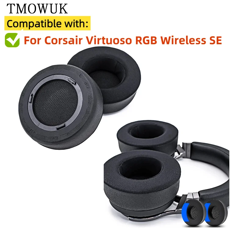 

Replacement Cooling Gel Football mesh memory sponge Ear Pads For Corsair Virtuoso RGB Wireless SE Headphones TMOWUK