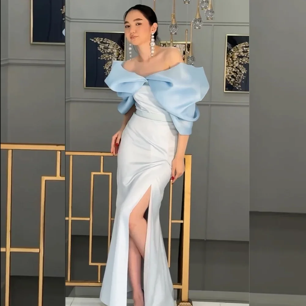 Customized Fashion Jersey Pleat Trumpet Off-the-shoulder Long Dresses Homecoming Dresses Elegant Exquisite High Quality Sexy Spa