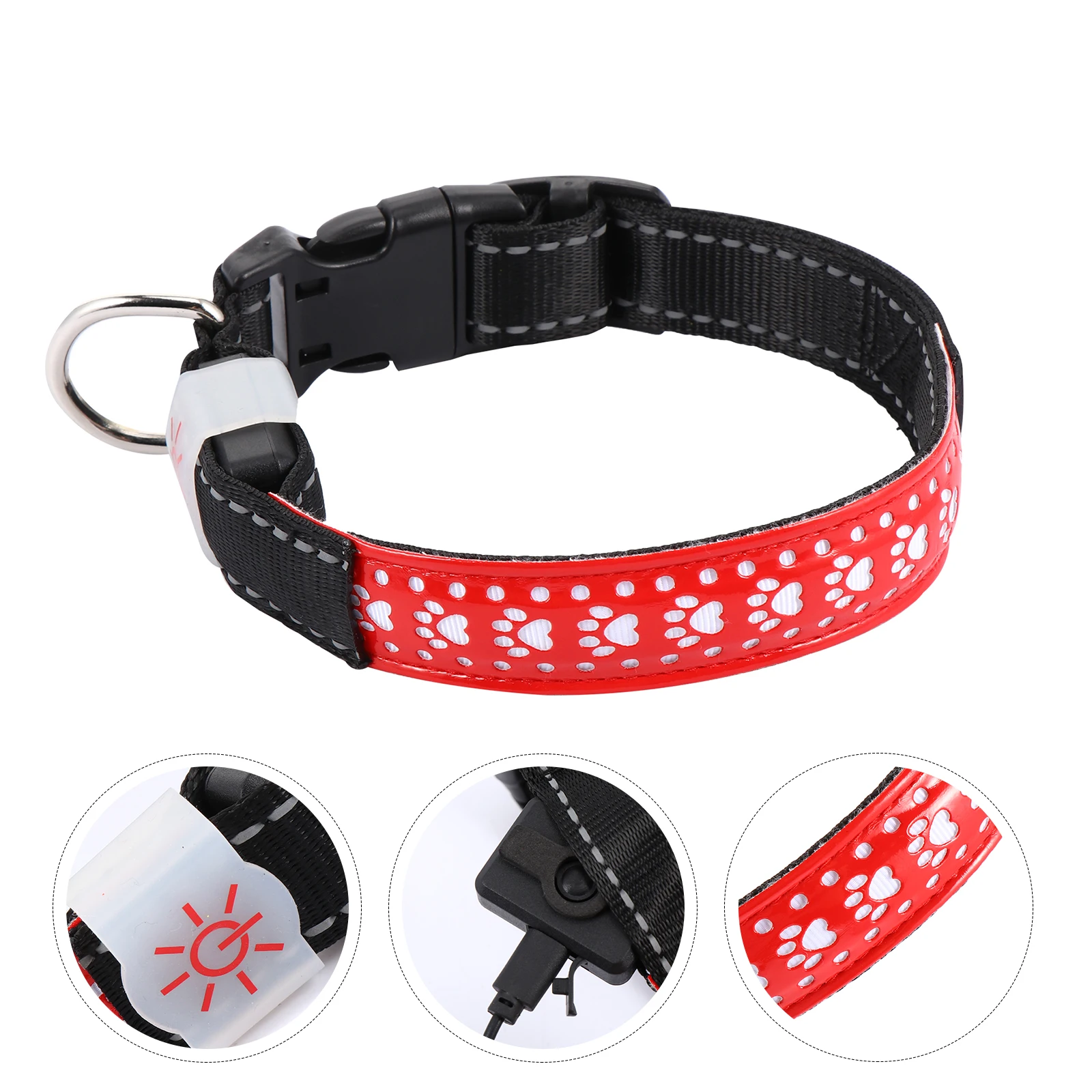 Dog Glow Collar 3 Modes Flash Constant Light Adjustable Buckle Pet Dog Necklace Christmas ABS Box