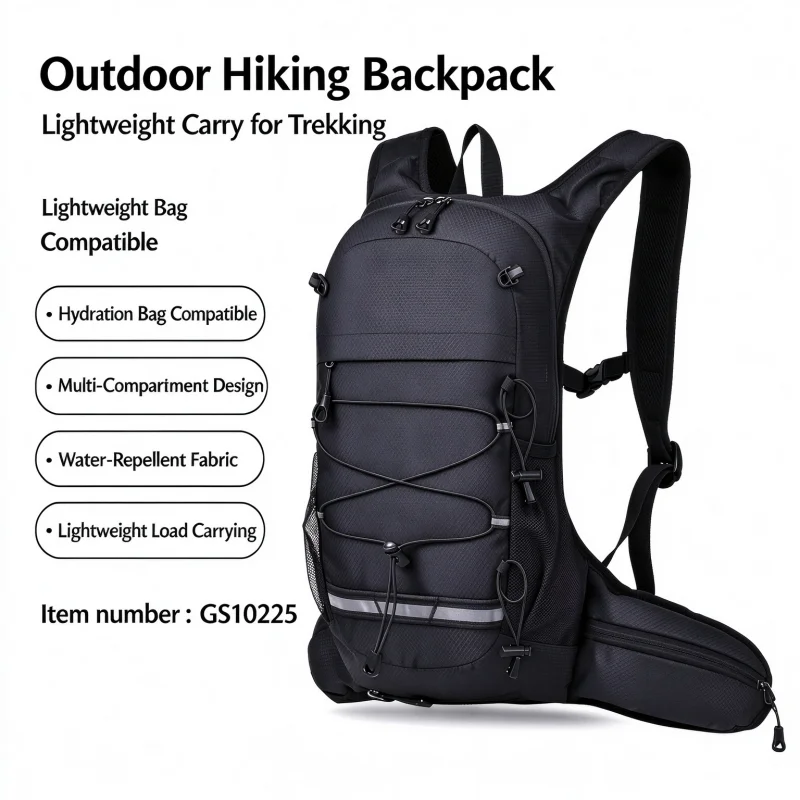 Polyester Backpack with Helmet Holder Reflective Lightweight Outdoor Hiking Bicycle Riding Multi-pocket Backpack for Running