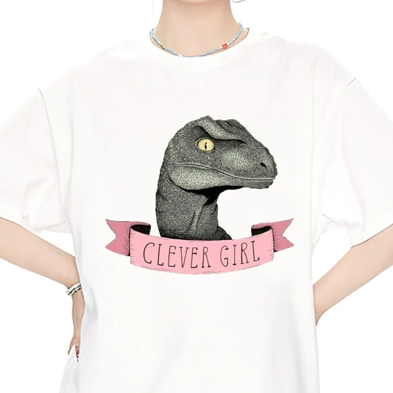 Clever Girl raptor dinosaur T Shirt Men Couple Combination Clothes Short Sleeve Collar Fashion Women Cotton