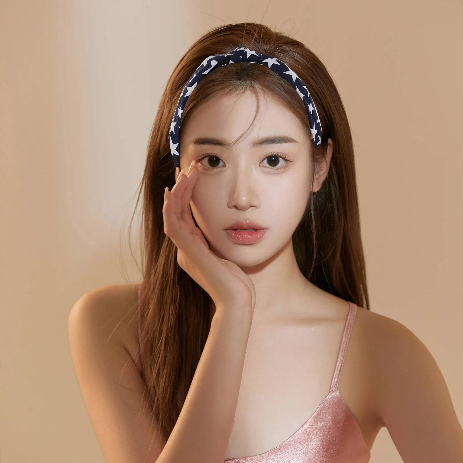 

4Pcs Female Headbands Knotted Star Pattern Wide Band Stylish Decorative Accessory Versatile Comfy Festival Party Use