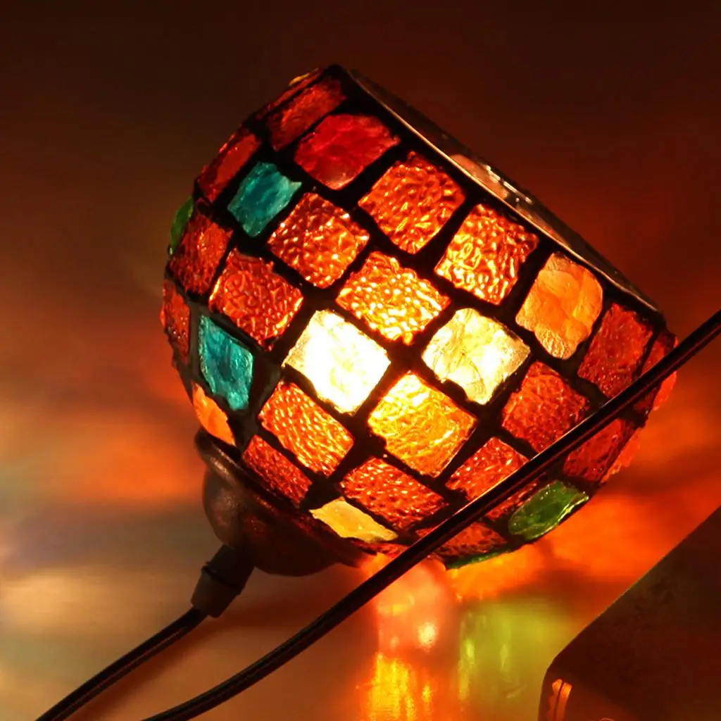 Retro Stained Glass Ceiling Lamp Shade Mosaic Pendant Light Cover Hanging Shade for E27 Bulb Vintage Decor for Kitchen Bar