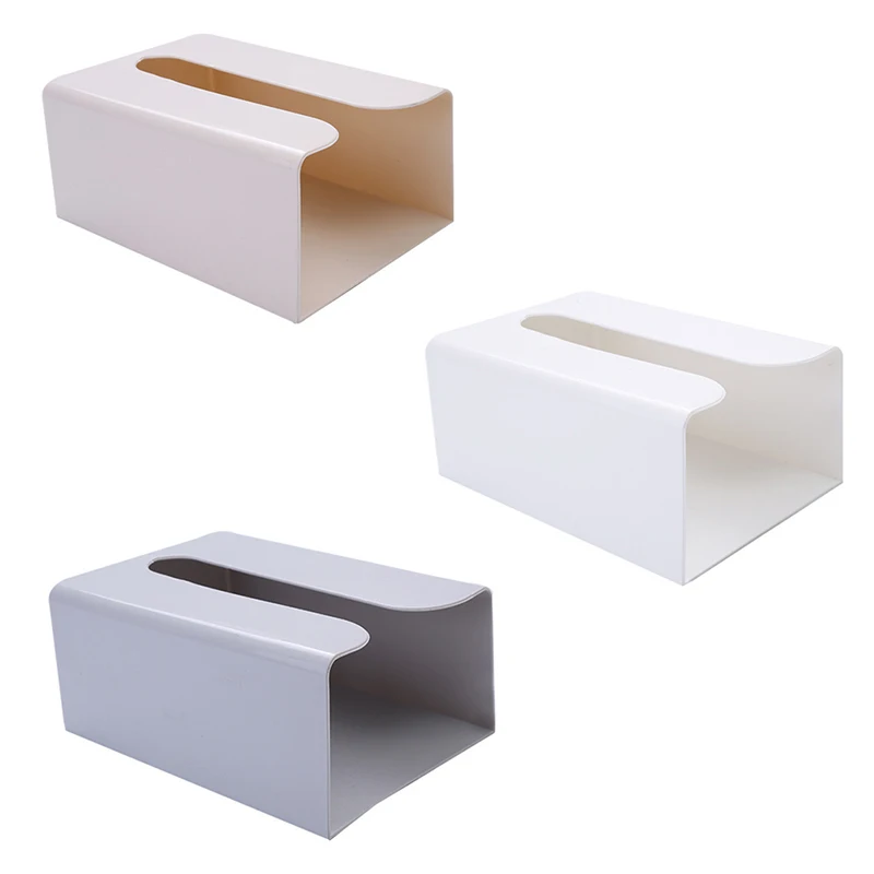 1Pcs Simple Style Tissue Box Self Adhesive Tissue Box Napkin Holder Wall Mounted Garbage Dispenser