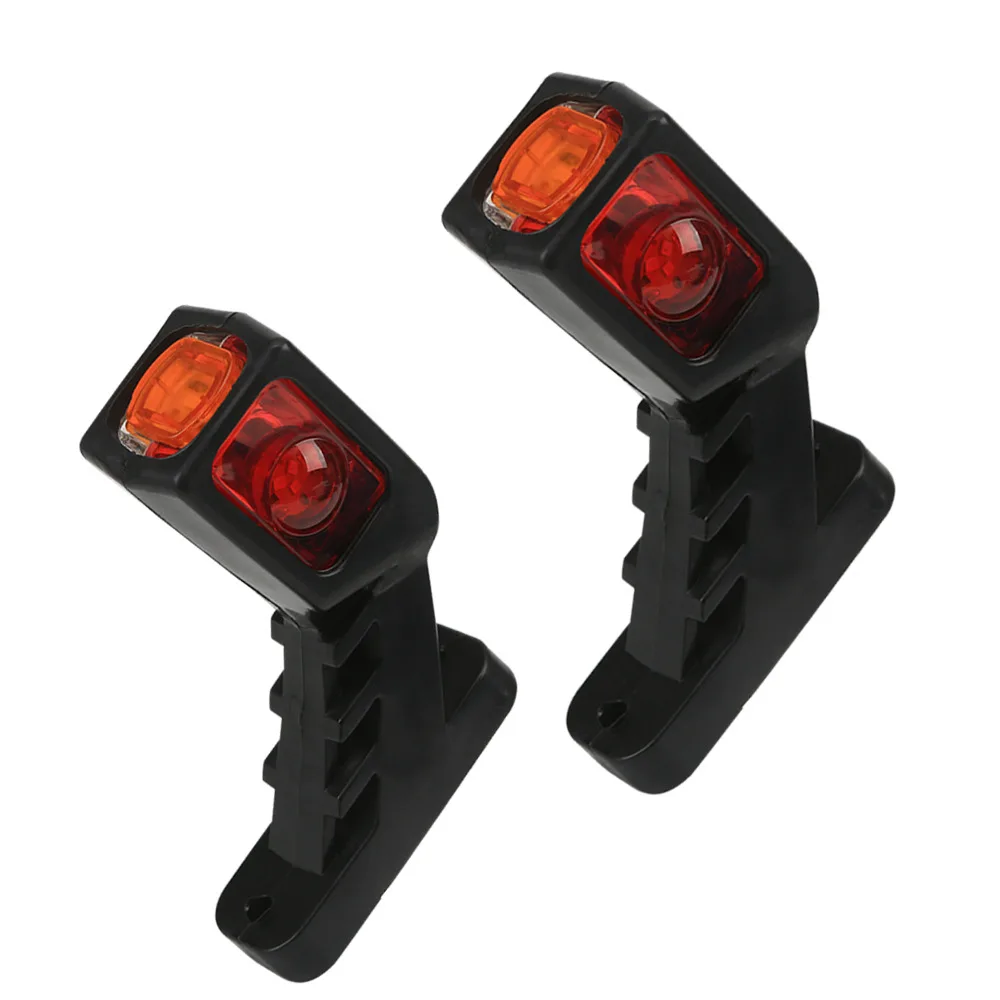 2Pcs Short Side Position Light Red+Amber+White Side Marker for heavy duty semi-truck RV car