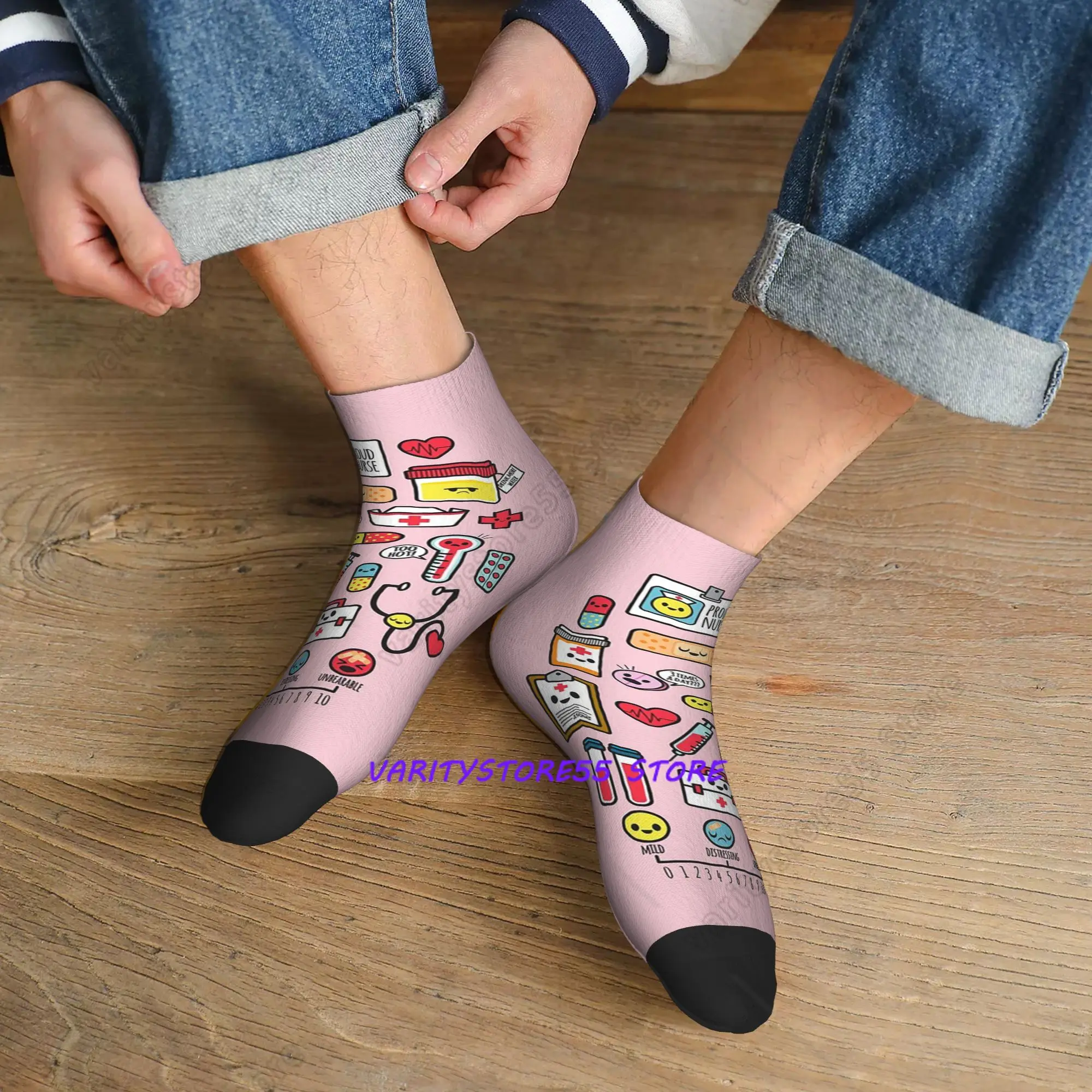 

Proud To Be A Nurse Pink Socks Harajuku Super Soft Stockings All Season Socks Accessories for Unisex Gifts