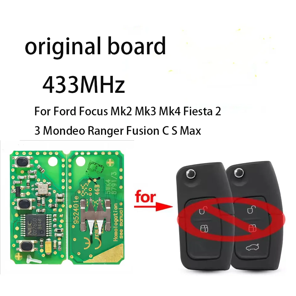 433MHz Original Board Remote control key For Ford Focus Mk2 Mk3 Mk4 Fiesta 2 3 Mondeo Ranger Fusion C S Max