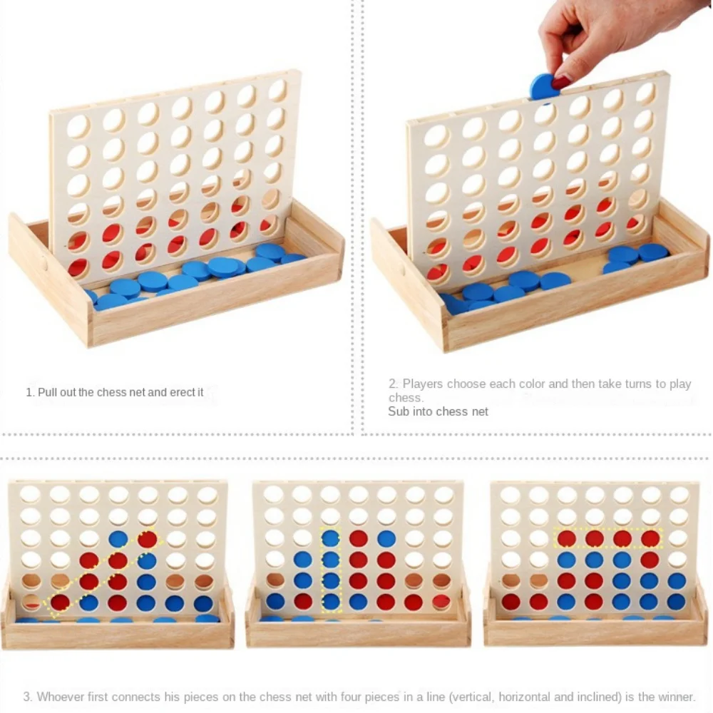 Educatief Vier in Een Rij Bingo Schaken Leuke Puzzel Klassiek Familie Bordspel Strategie Veiligheidsmateriaal Schaken Connect Game