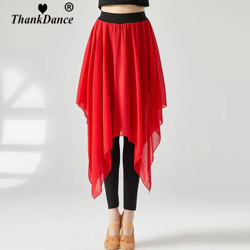 Buik Latin Dans Broek Rok Volwassen Vrouwen Ballet Dans Rok Klassieke Swing Rok Moderne Dans Broek Chiffon Training Kleding