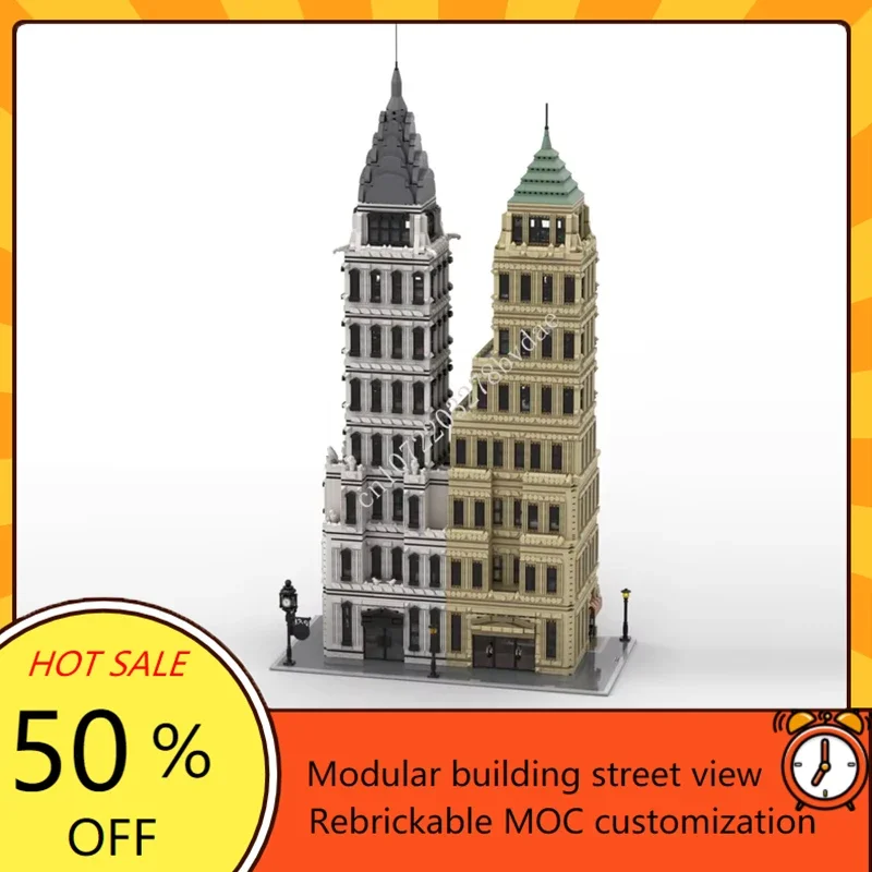 13625PCS WALL STREET CHRYSLER BUILDING Modular MOC Creative street view Model Building Block DIY  Assembly Model Toy Gift