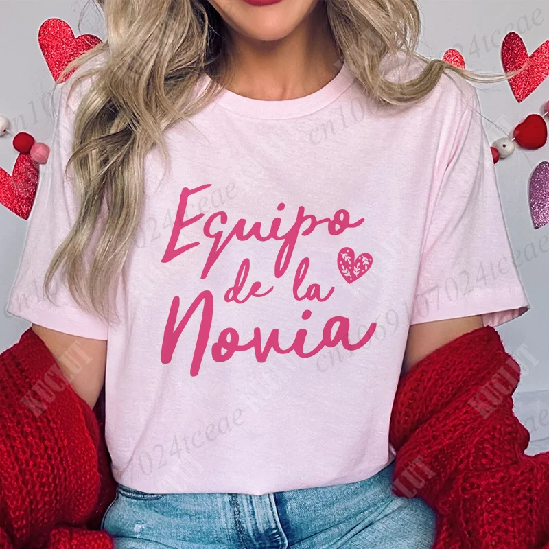 Camisetas de despedida de soltera para chica española, camisetas de fiesta de soltera para mujer, camiseta del equipo de novia, camisetas de despedida individual, ropa de boda nupcial Y2k