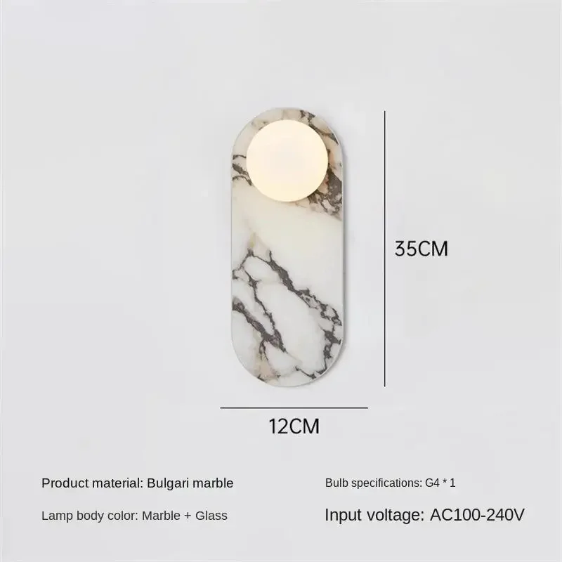 Luxe natuurlijke marmeren wandlamp LED natuursteen nachtkastje licht witte glazen lampenkap voor thuis woonkamer badkamer gang gang