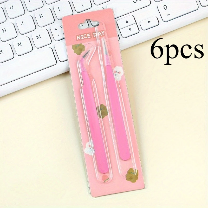 6pcs Tweezers Set - Angle and Straight Hand Tools for DIY Scrapbooking, Jewelry Making, Beading Work - Scrapbooking Supplies view 5