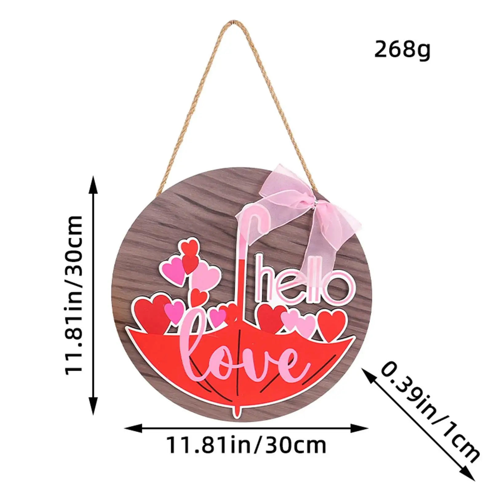 Valentine's Day Hanging Sign Hello Valentine Door Hanger Happy Valentine's Day Decor Sign Wreath for Indoor Home Anniversary