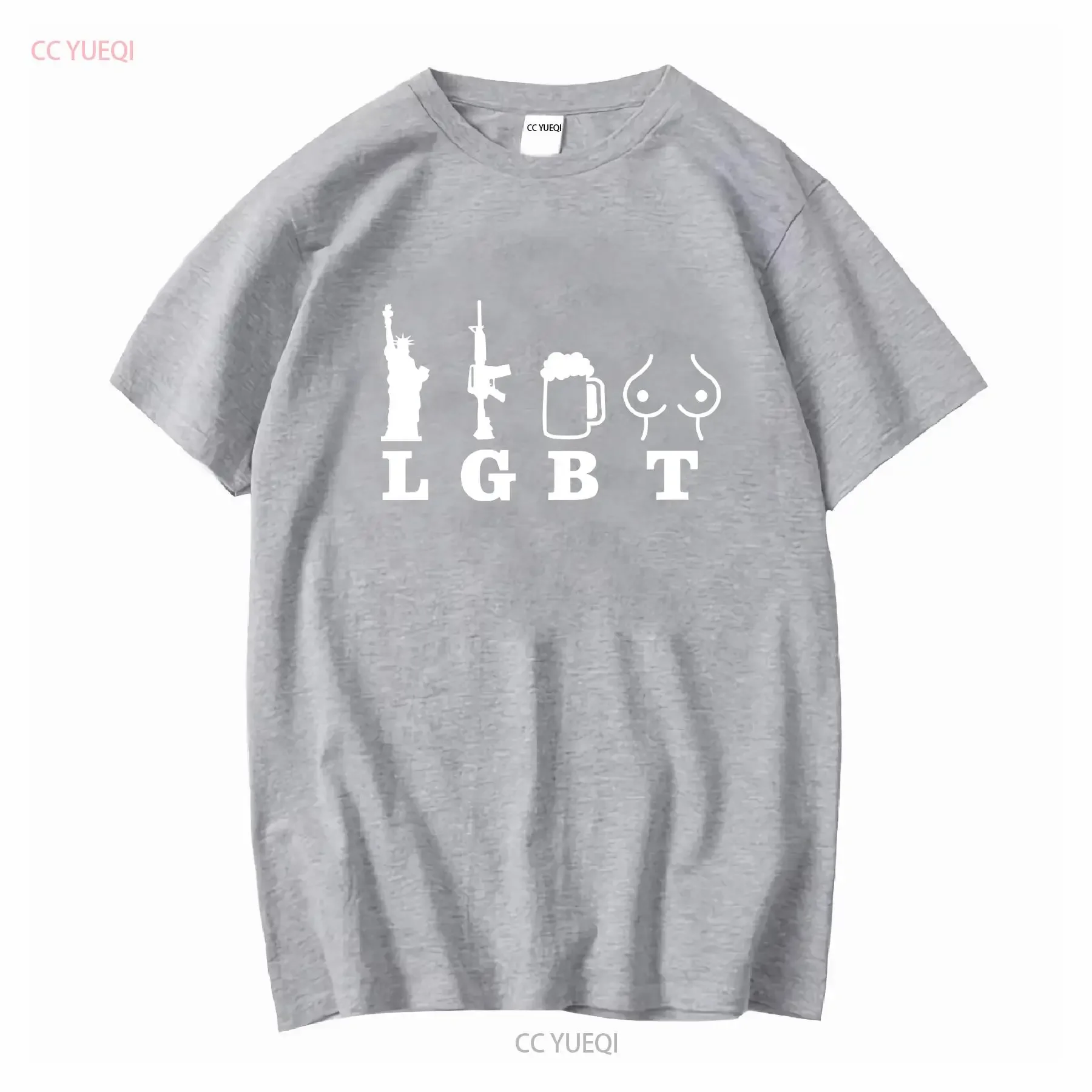 تي شيرت Liberty Guns Beer Tits مضحك ميمي LGBT بأكمام طويلة أو قصيرة عتيقة مغسولة موضة للجنسين ناعمة ممتدة ومتعددة الاستخدامات