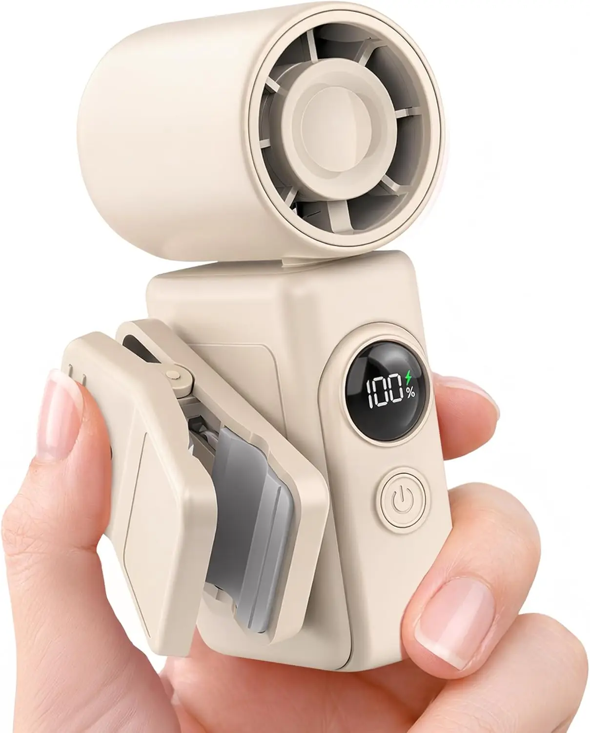 

13500 RPM Clip-On Fan, 360° Rotating, LED Display, Rechargeable, for Stroller, Travel, and Outdoor Use