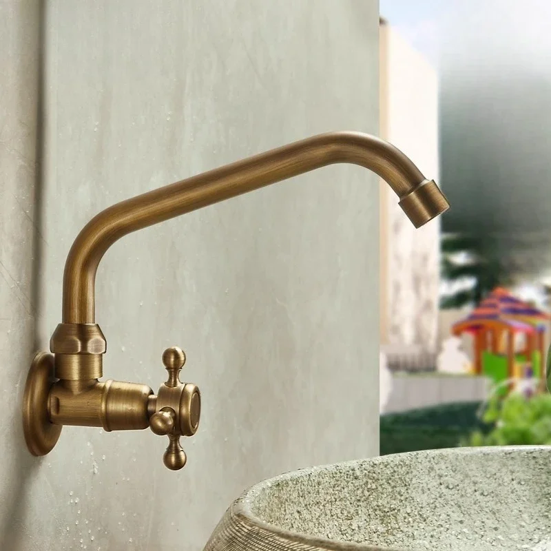 

Antique Bronze Bibcocks Wall Mounted Washing Machine Taps Mop Pool Tap Garden Outdoor Water Modern Kitchen Taps Bathroom Faucets