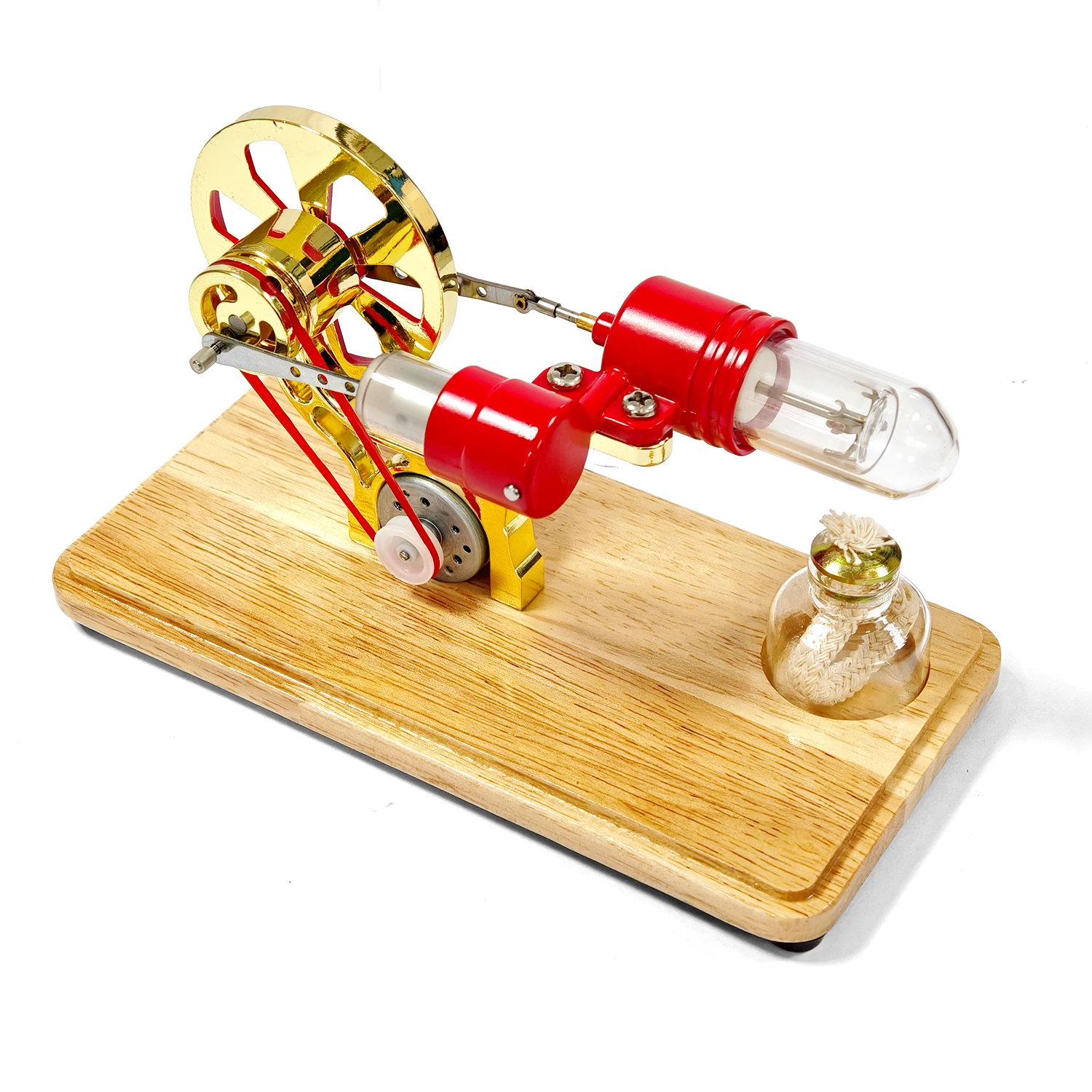 Mini Hot Air Stirling Engine Motor Model Colorful LED Flywheel Electricity Power Generator Teaching External Combustion Engine