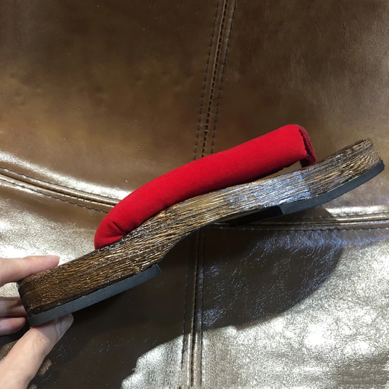 11 farben Holz Japanischen Traditionellen Flachen Boden Geta Paulownia Ninja Cosplay Clog Mann Frau Schuhe Flip Flop Sommer Sandalen